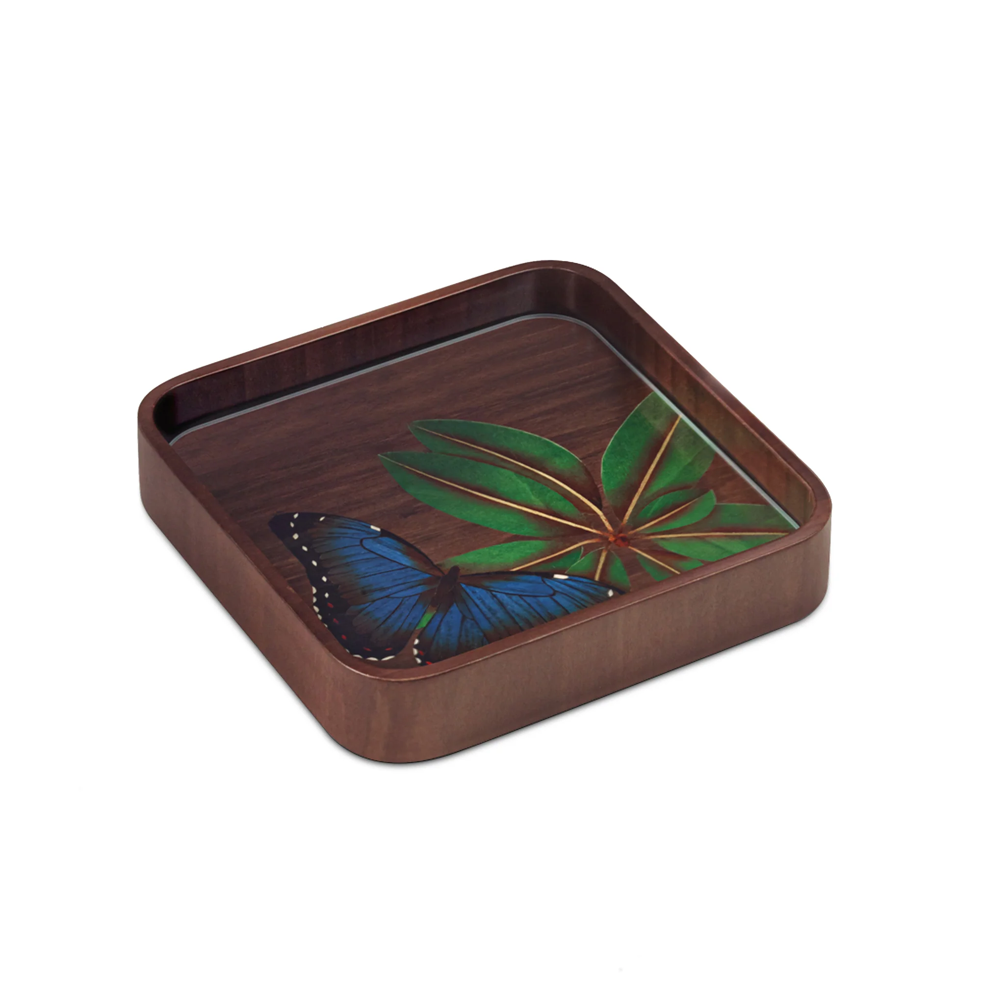 Butterfly Marquetry Wood Vide Poche - Image 2