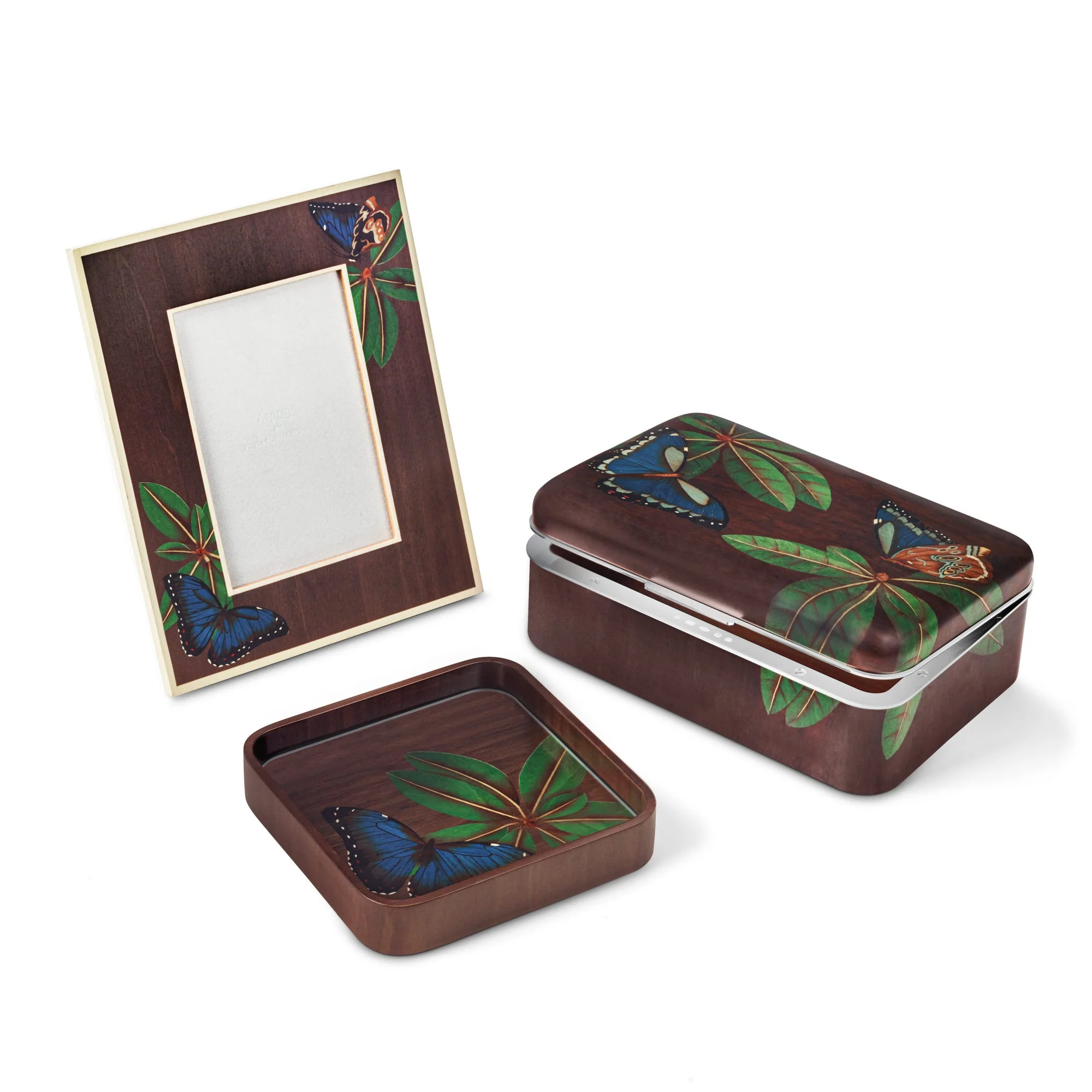 Butterfly Marquetry Wood Vide Poche - Image 4