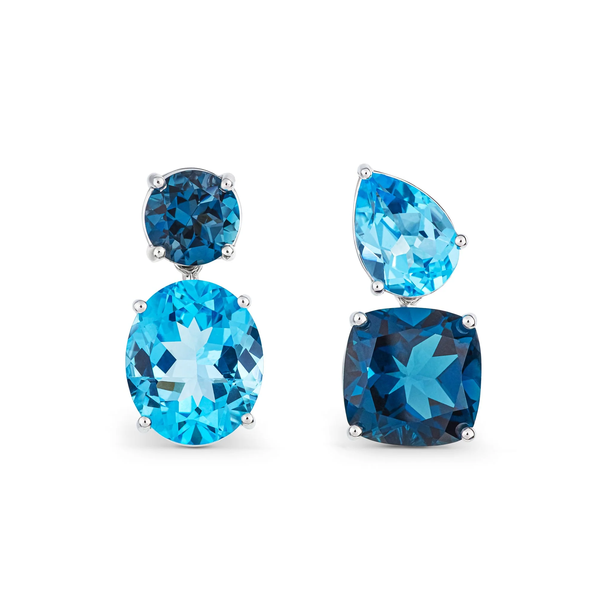 Chaos Earrings in 18ct White Gold with Blue Topaz