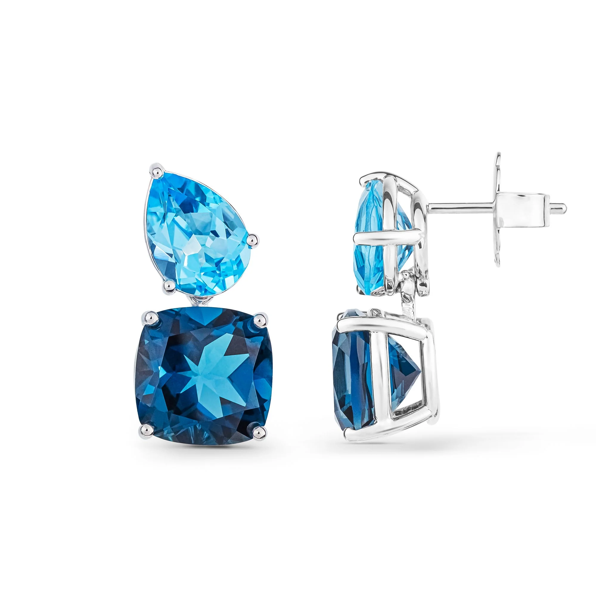 Chaos Earrings in 18ct White Gold with Blue Topaz - Image 2