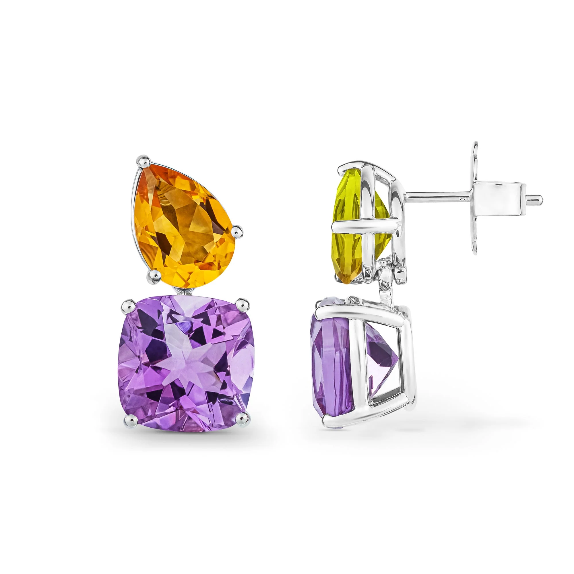 Chaos Earrings in 18ct White Gold with Multicoloured Gemstones - Image 2