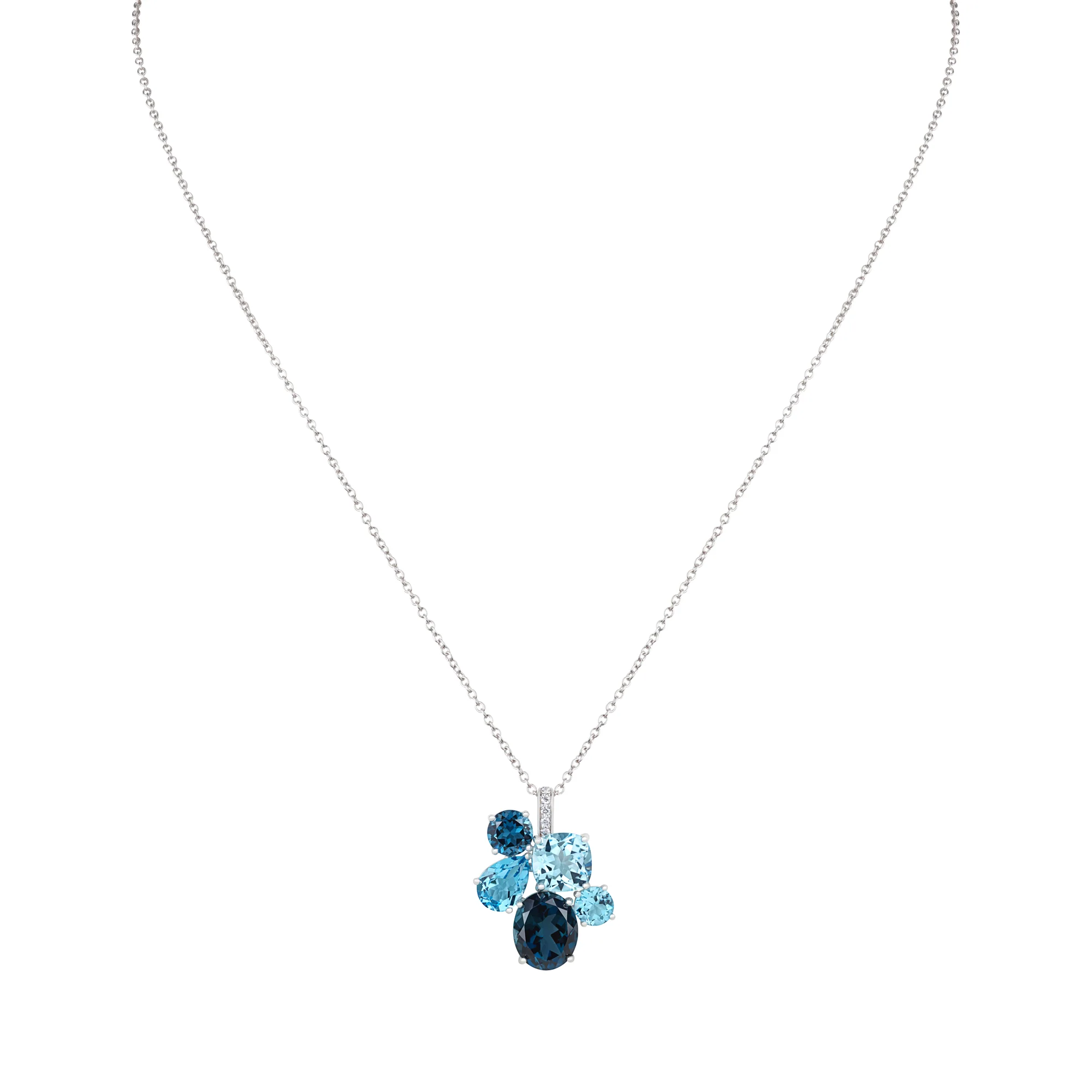 Chaos Pendant in 18ct White Gold with Blue Topaz