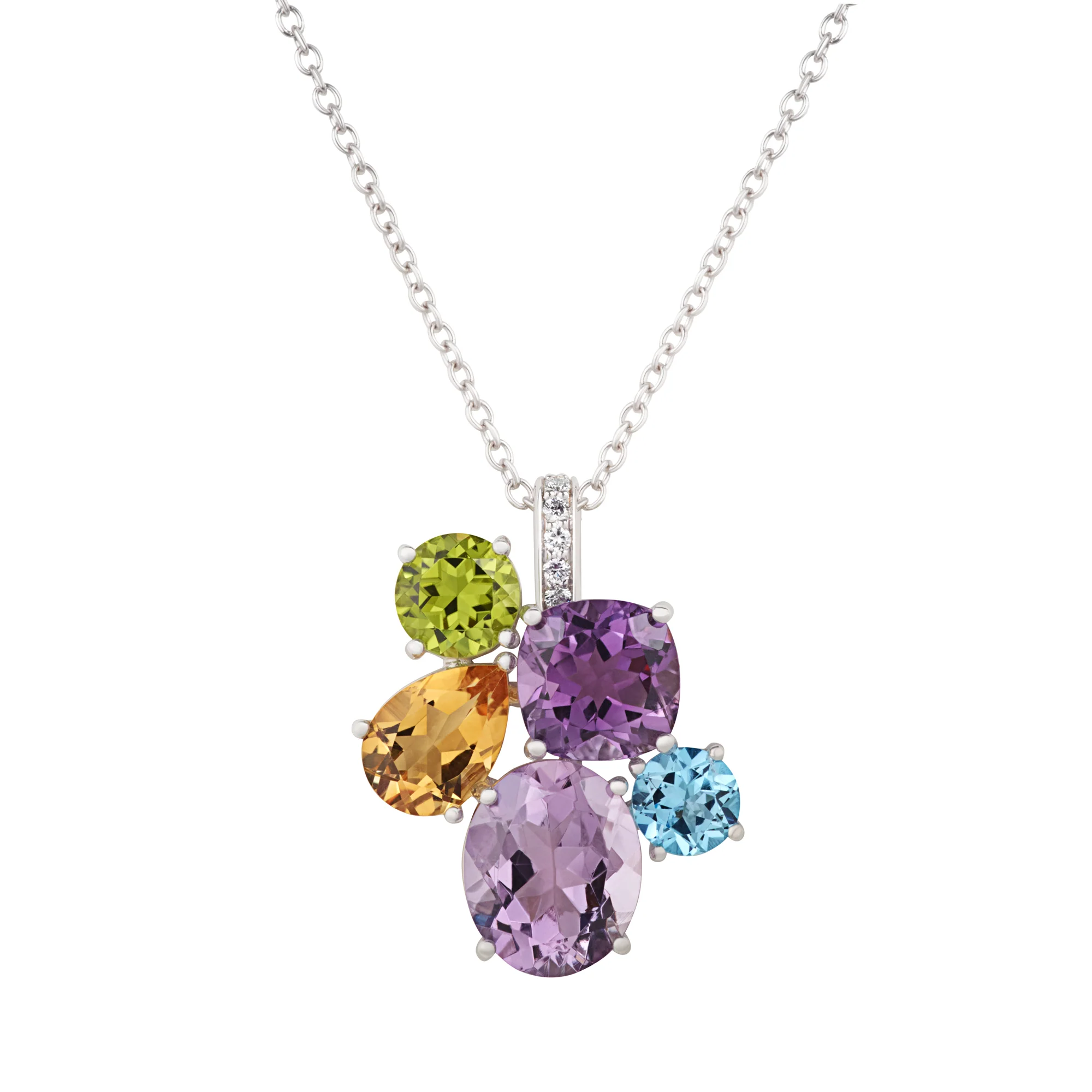 Chaos Pendant in 18ct White Gold with Multicoloured Gemstones - Image 2