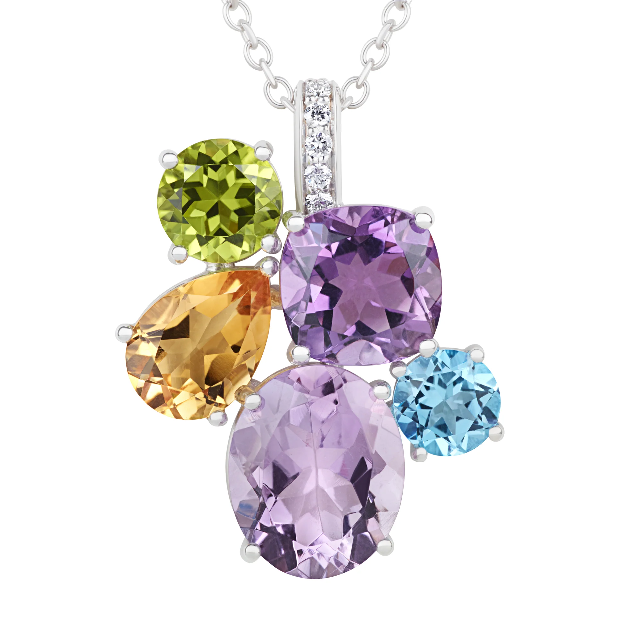 Chaos Pendant in 18ct White Gold with Multicoloured Gemstones - Image 3