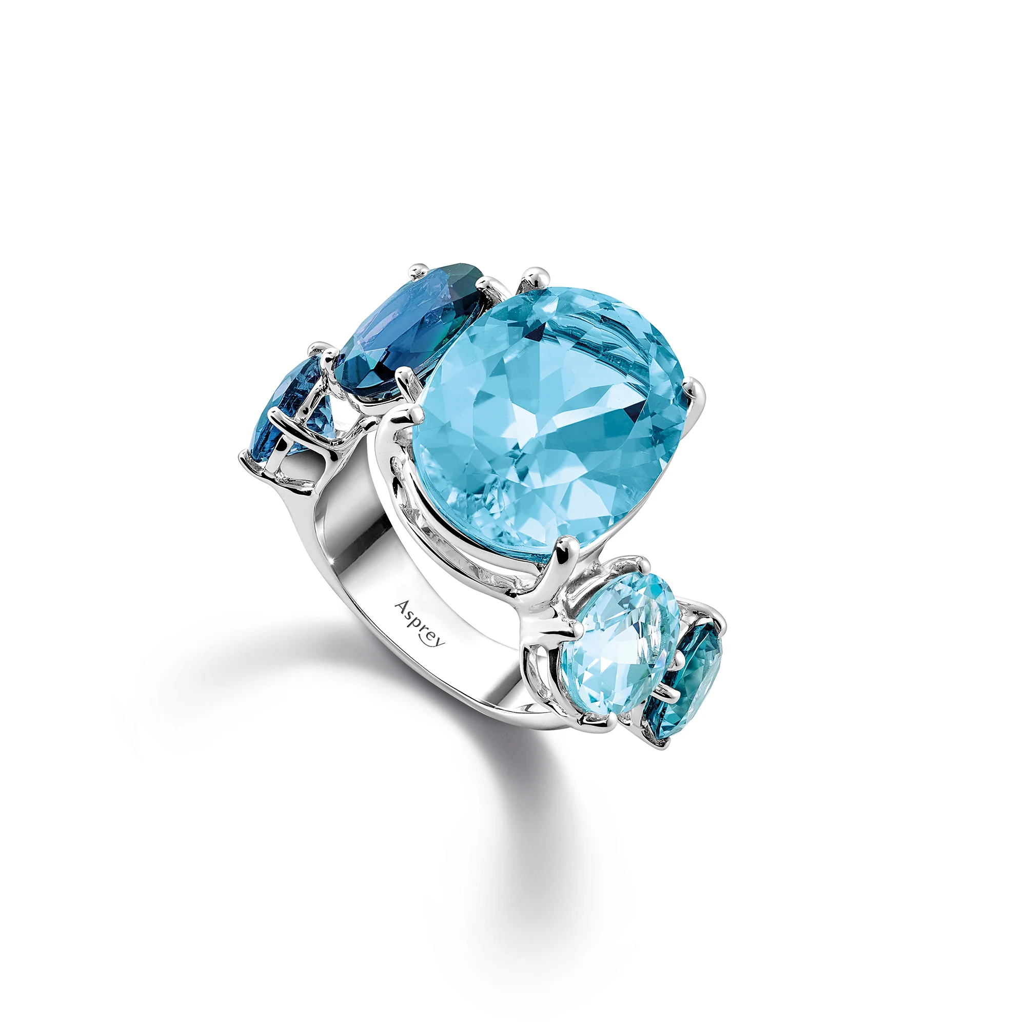 Chaos Ring in 18ct White Gold with Blue Topaz
