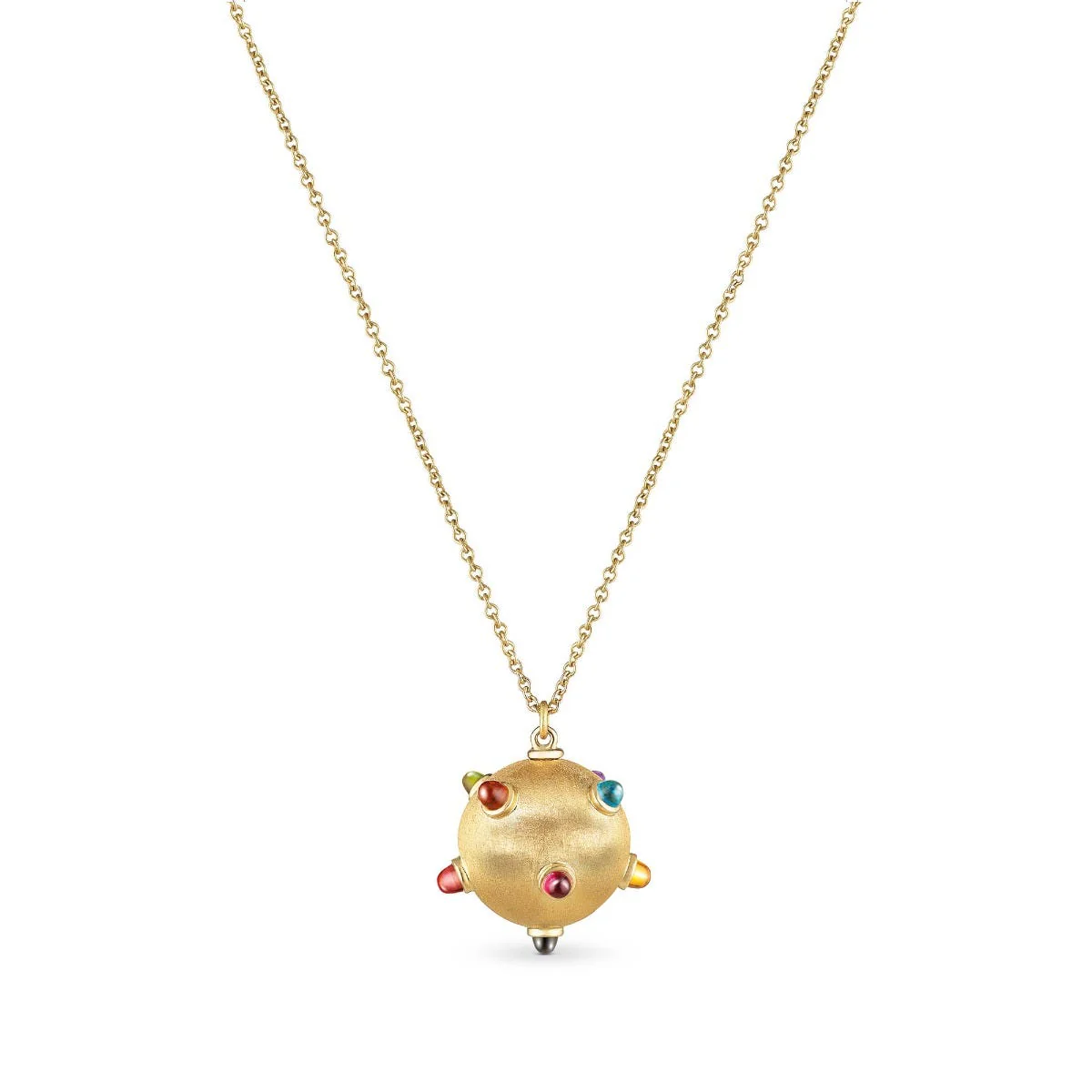 Cosmic Ausum Sputnik Pendant in 18ct Yellow Gold with Multicoloured Gemstones