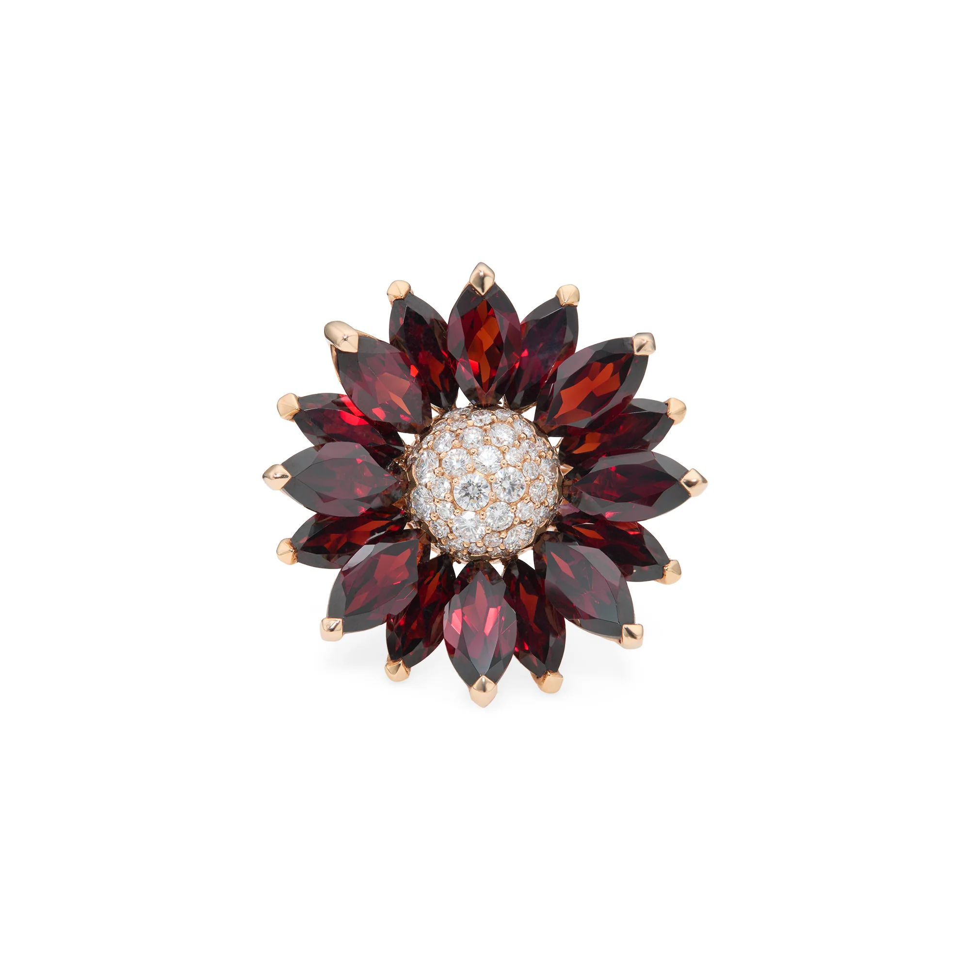 Daisy Medium Ring in 18ct Rose Gold with Garnet and Diamonds - Image 2