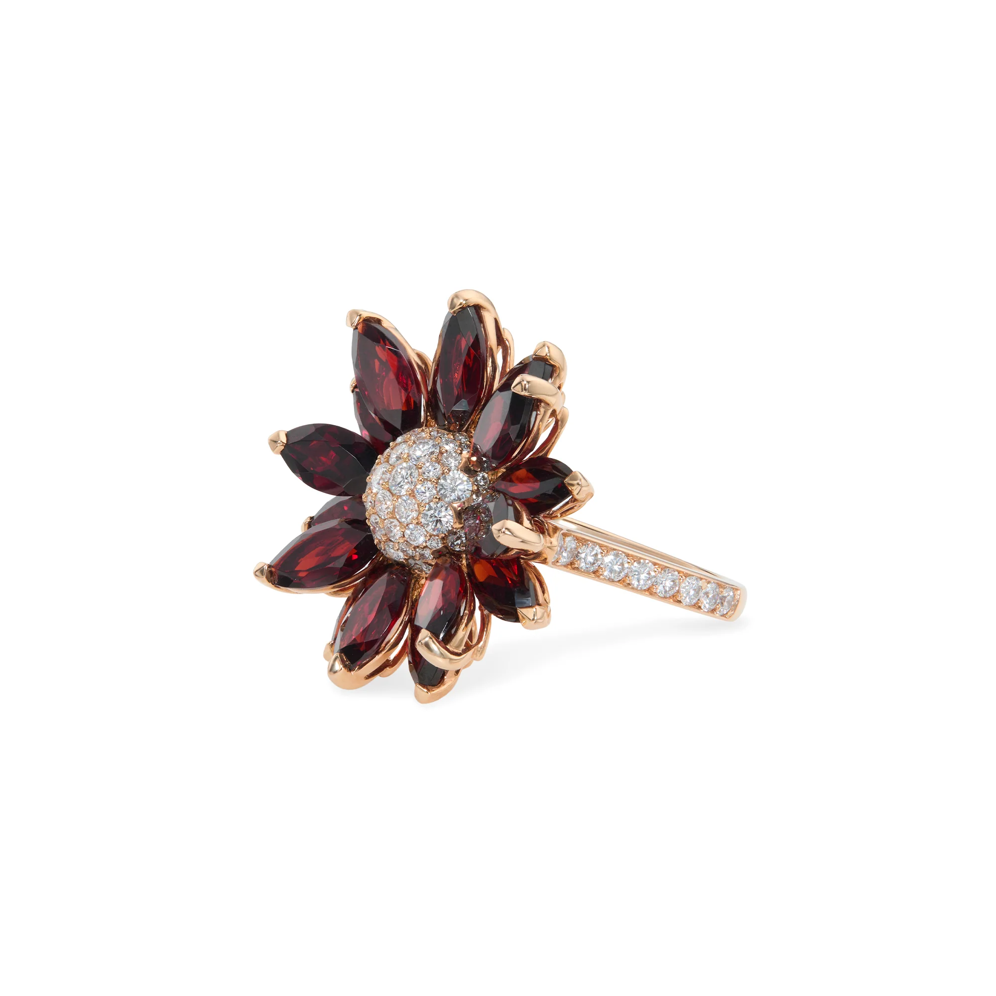 Daisy Medium Ring in 18ct Rose Gold with Garnet and Diamonds - Image 3