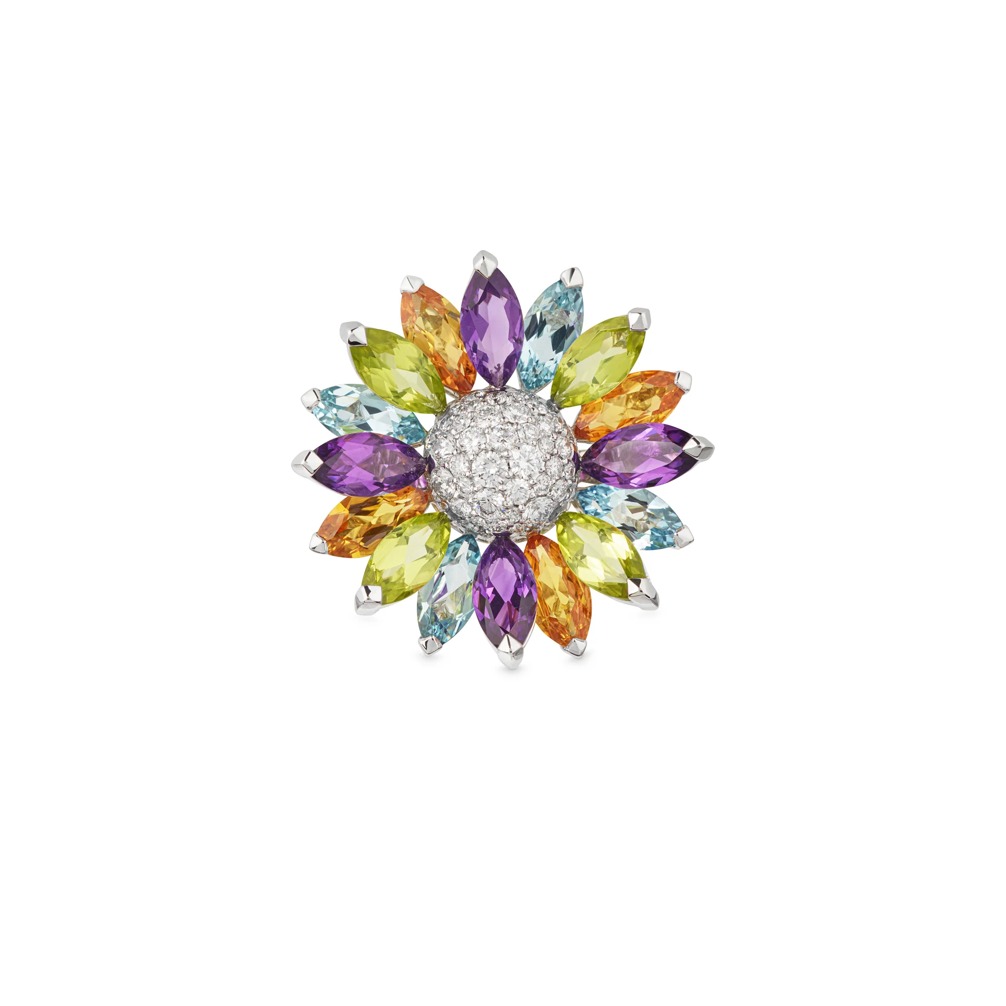 Daisy Medium Ring in 18ct White Gold with Multicoloured Gemstones - Image 3