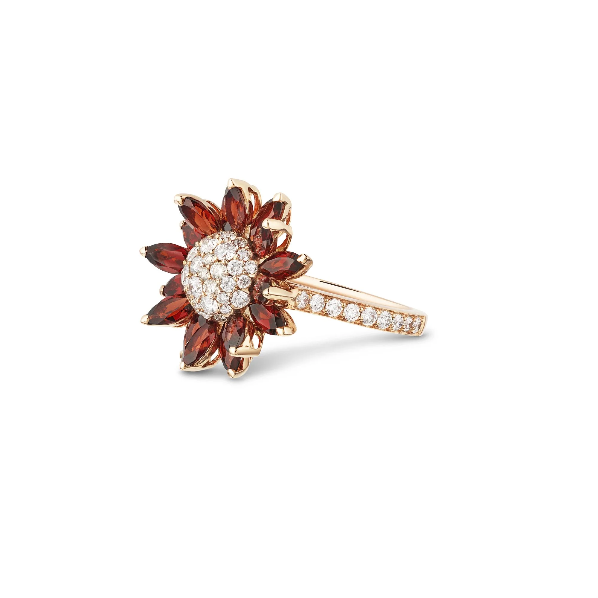 Daisy Small Ring in 18ct Rose Gold with Garnet and Diamonds - Image 2