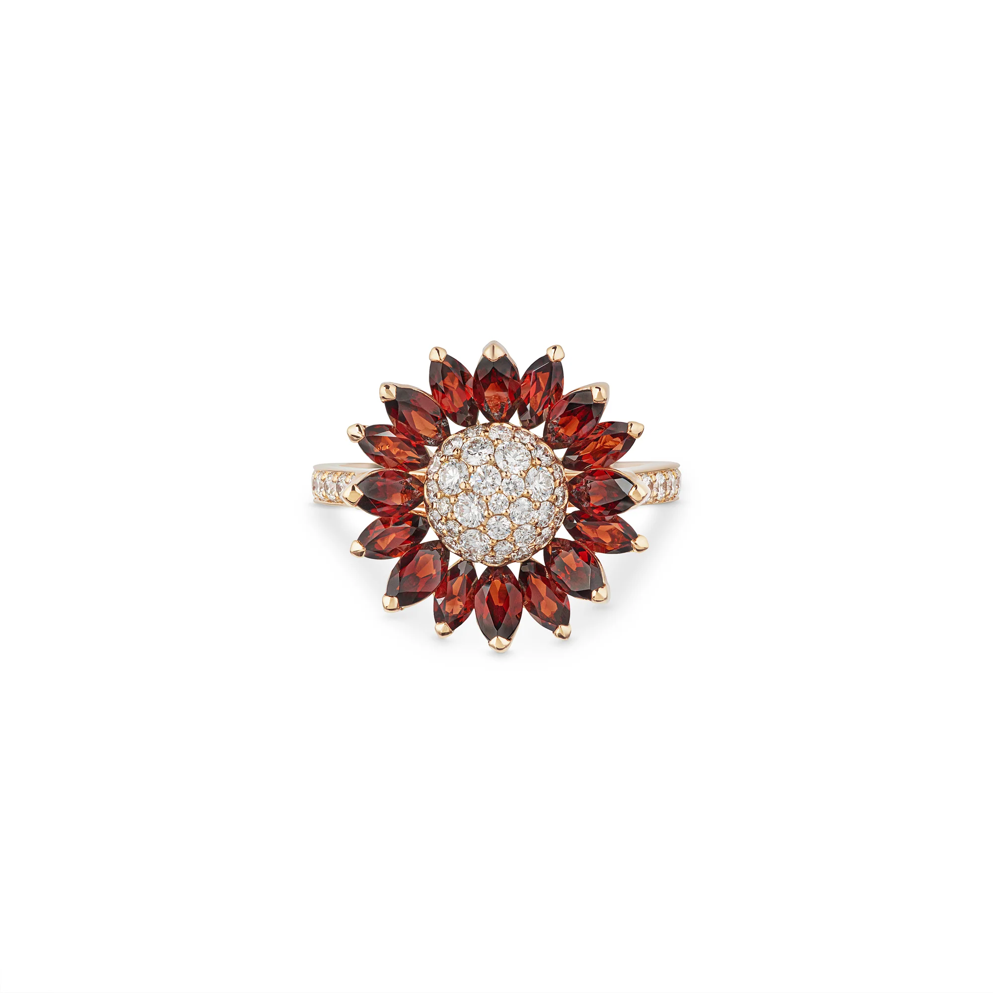 Daisy Small Ring in 18ct Rose Gold with Garnet and Diamonds - Image 3