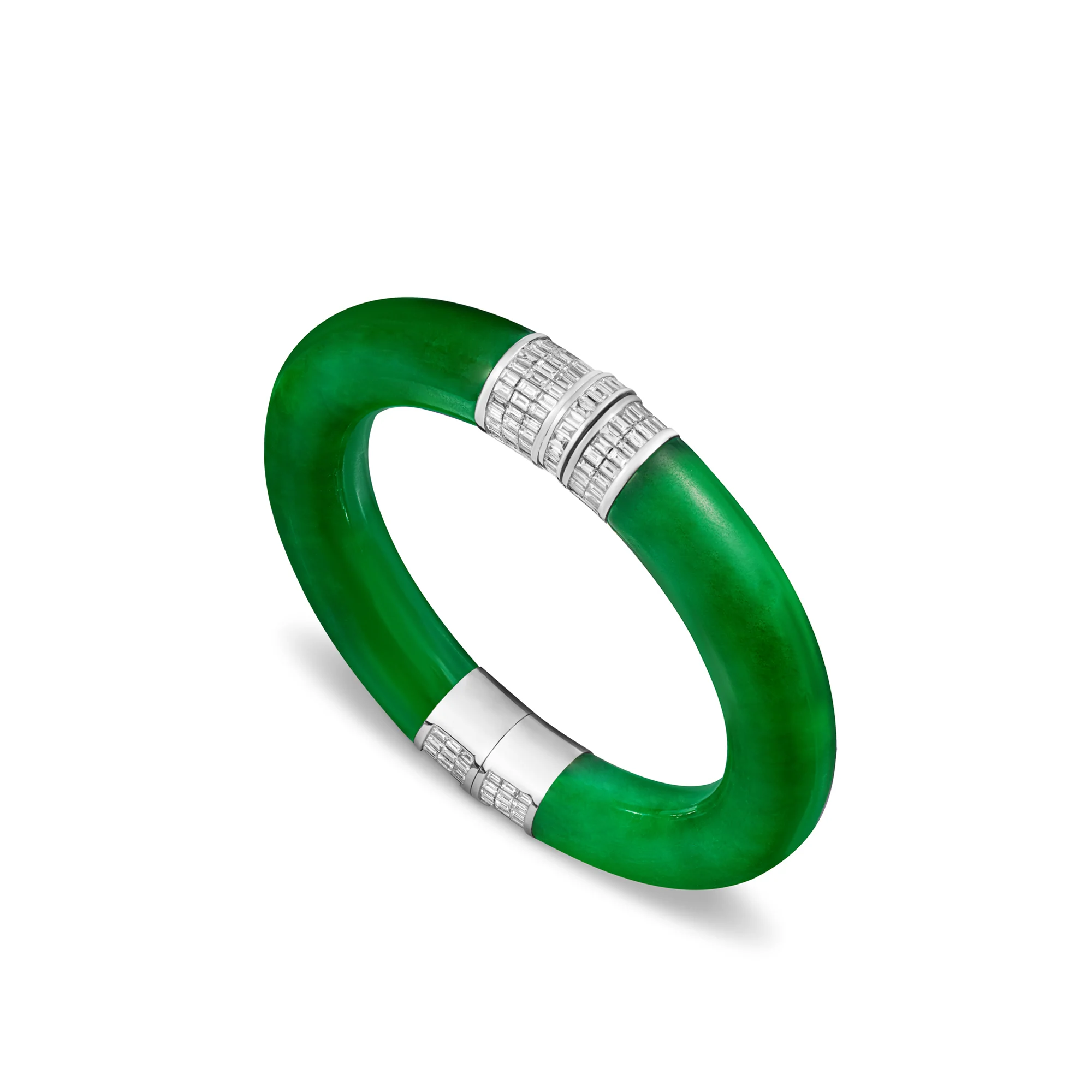 Imperial Jadeite Bangle with Diamonds - Image 2