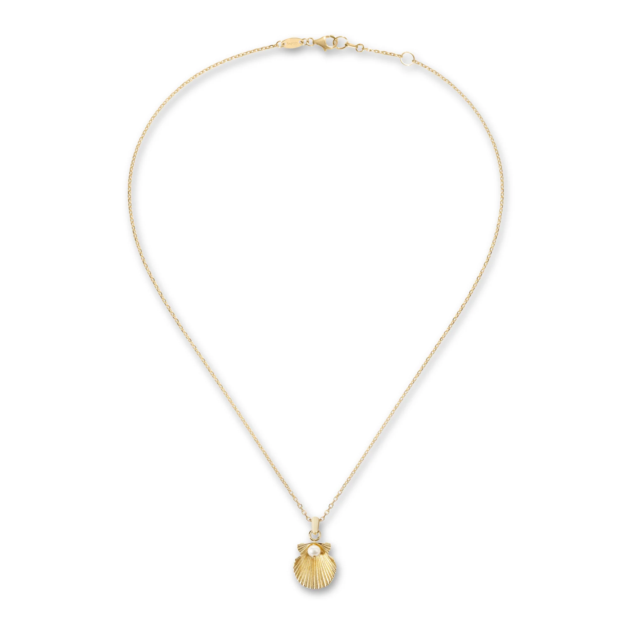 Pearl & Scallop Necklace in Sterling Silver Gilt