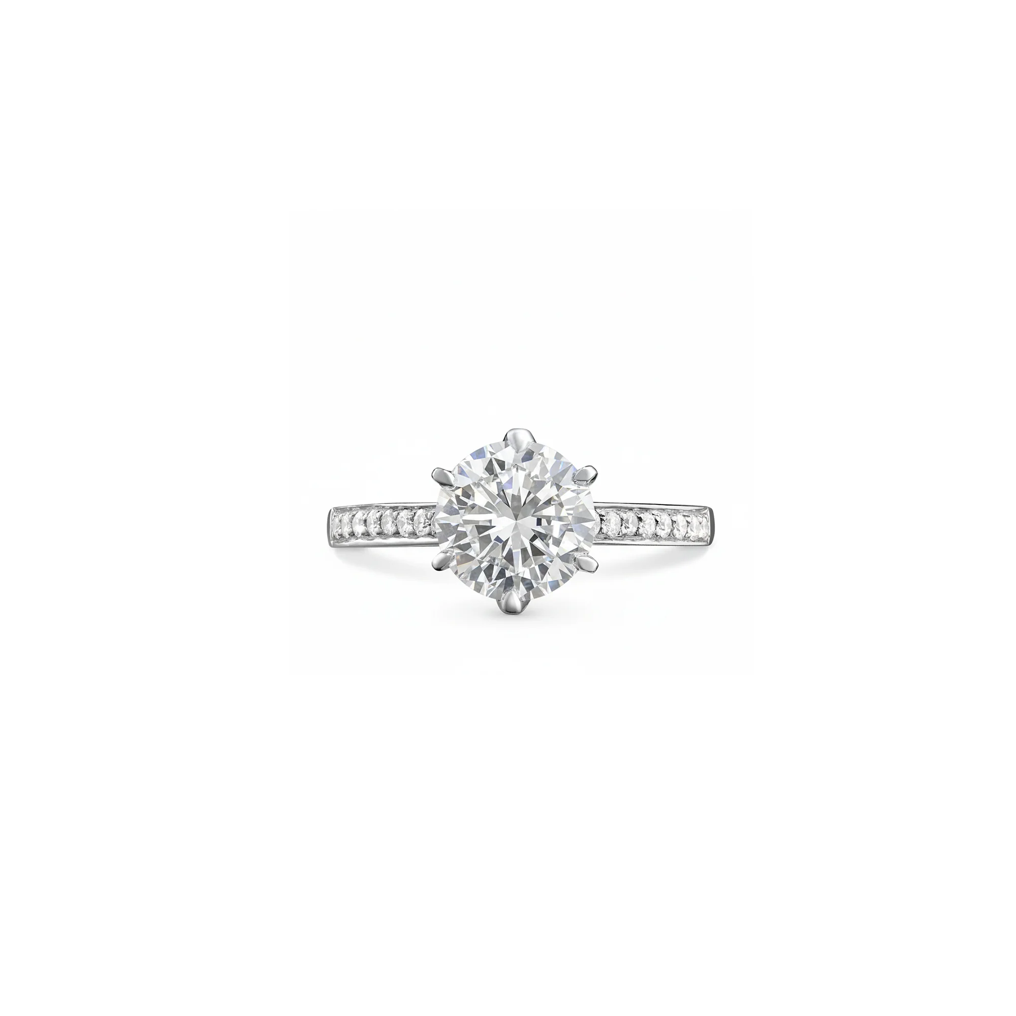 Round Brilliant-Cut Diamond Collet Engagement Ring in Platinum - Image 2