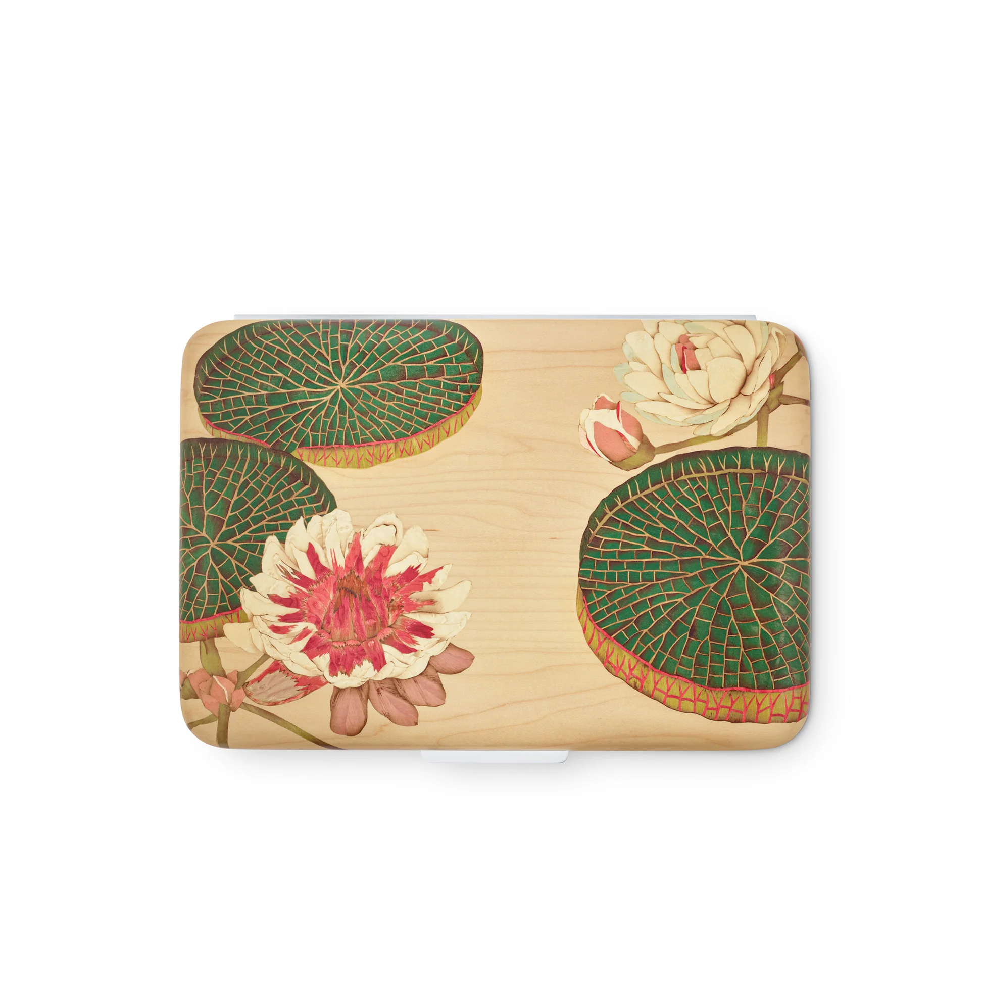 Waterlily Marquetry Box in Wood & Sterling Silver - Image 2