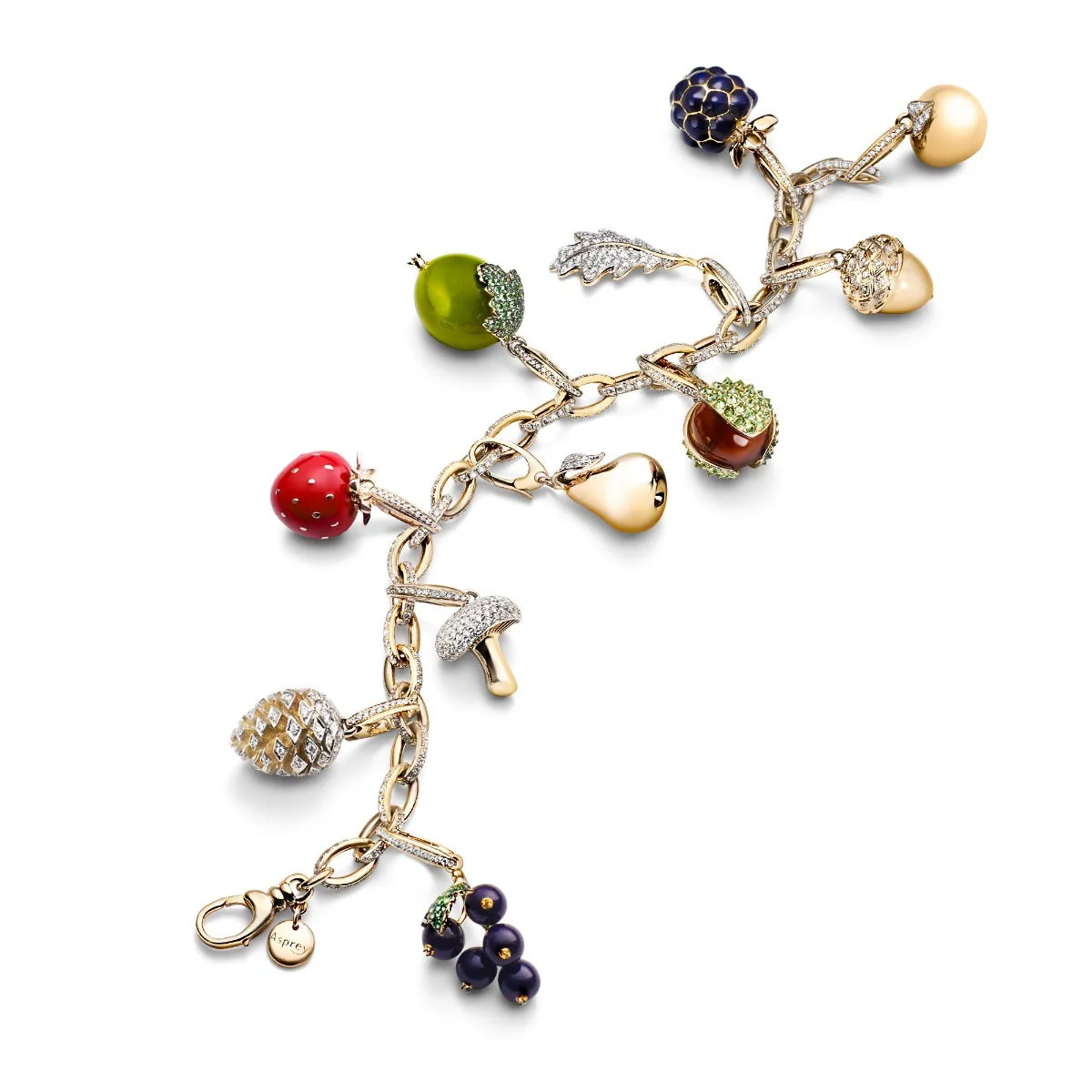 Woodland Conker Charm in Enamelled 18ct Yellow Gold with Tsavorites - Image 2