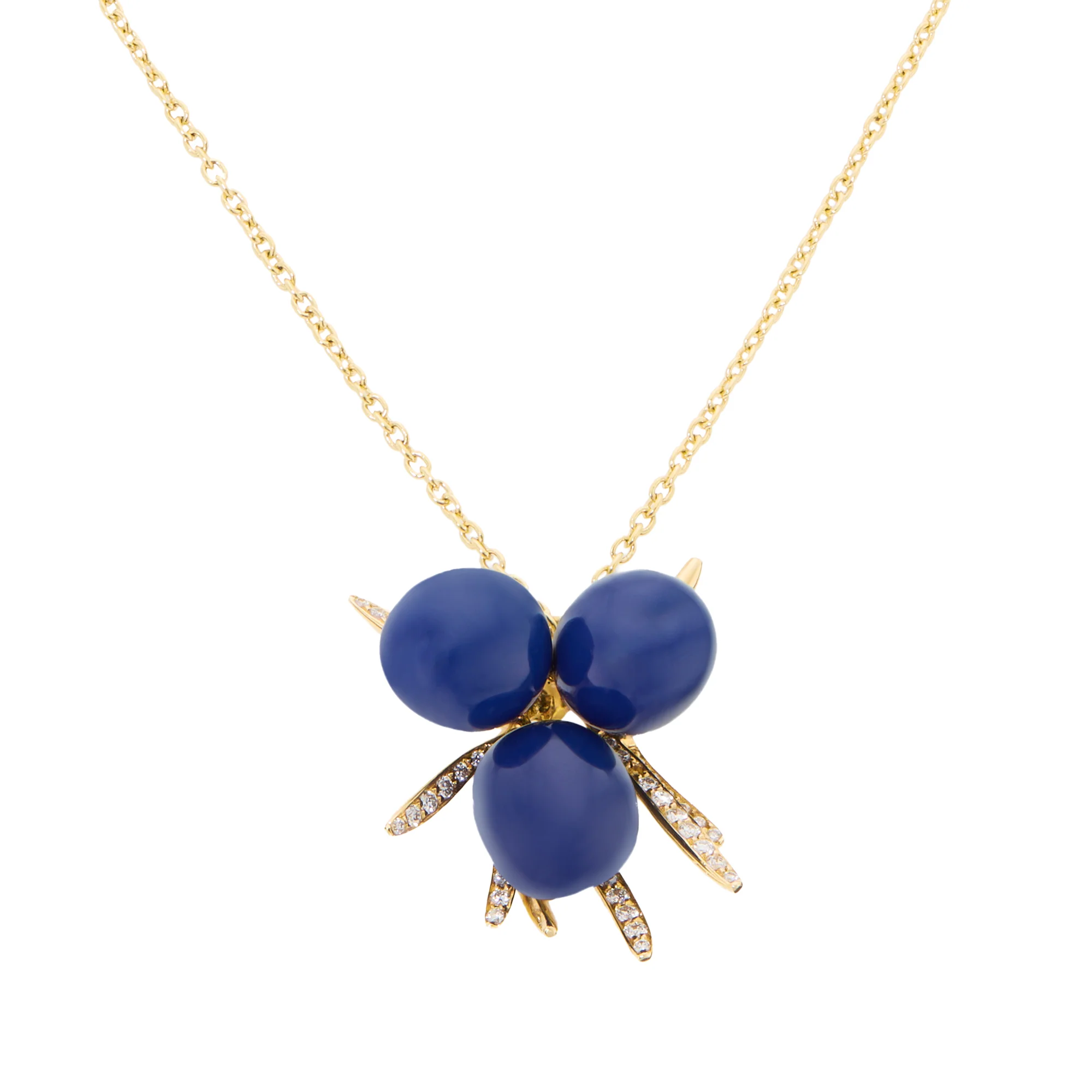 Woodland Juniper Pendant in Enamelled 18ct Yellow Gold with Diamonds - Image 2