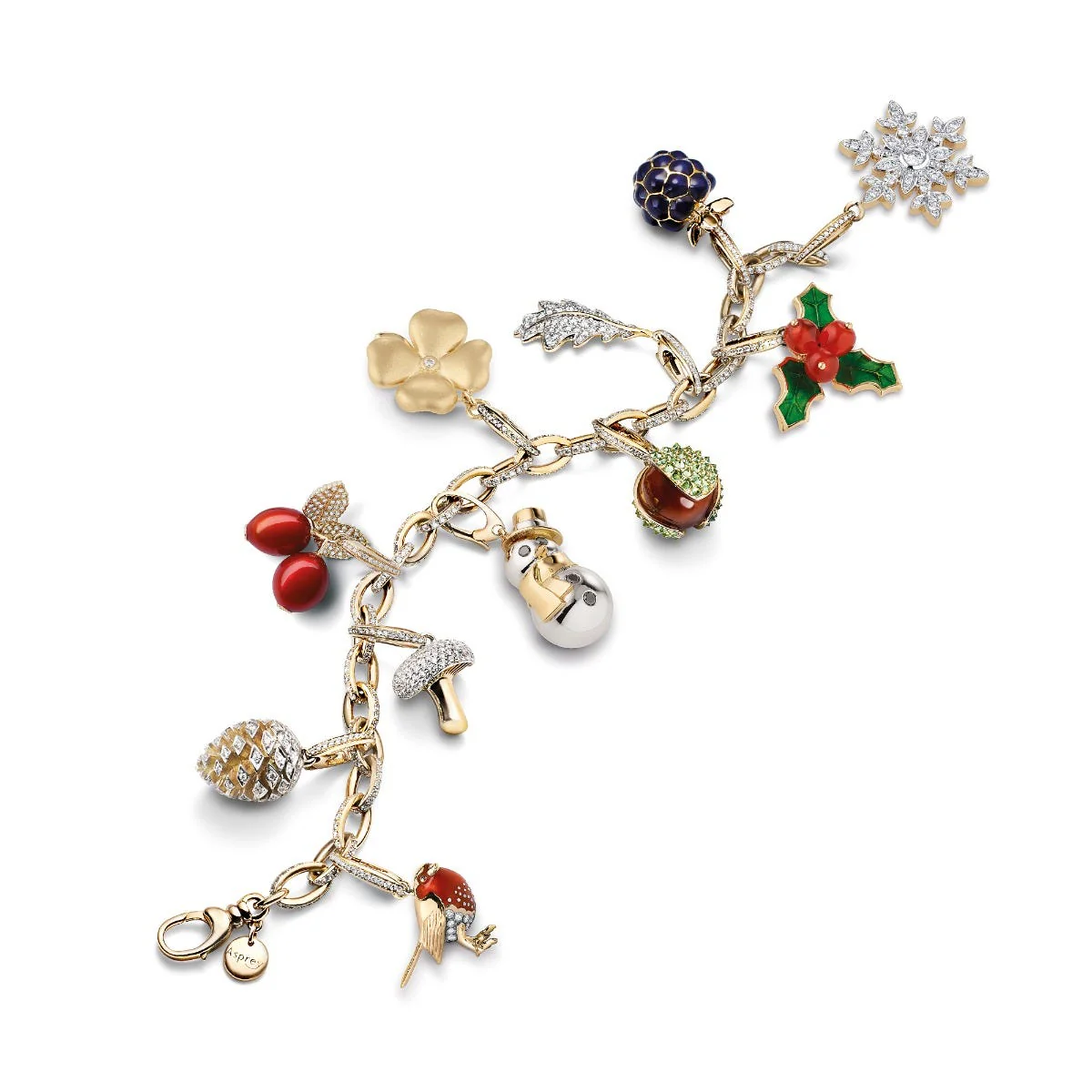 Woodland Snowman Charm in 18ct Gold with Diamonds - Image 2